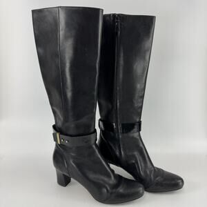Cole Haan Miriam Black Leather Tall Riding Boots Women's Size 10 B